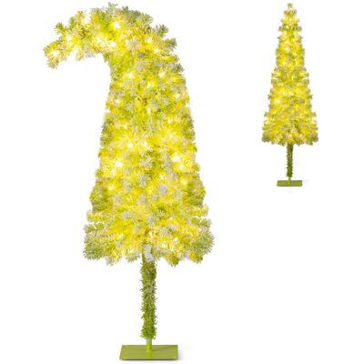 COSTWAY Sztuczna Choinka Ze Światełkami Led I Wyginanym Czubkiem 150 Cm COSTWAY Sztuczna Choinka Ze Światełkami Led I Wyginanym Czubkiem 150 Cm