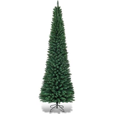 COSTWAY Sztuczna Wąska Choinka Z Metalowym Stojakiem 270 Cm COSTWAY Sztuczna Wąska Choinka Z Metalowym Stojakiem 270 Cm