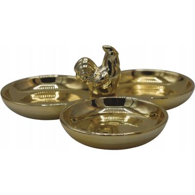 Ewax Talerz ceramiczny złoty z kurką 20 cm patera wielkanocna dekoracyjna Ewax Talerz ceramiczny złoty z kurką 20 cm patera wielkanocna dekoracyjna