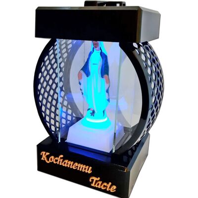 ILUMINI Tata Tacie Znicz Lampion Koło Rtn Gładki Czarny + Figurka Led ILUMINI Tata Tacie Znicz Lampion Koło Rtn Gładki Czarny + Figurka Led