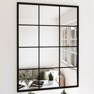 The Living Store Lustro Ścienne - Czarne - 80 X 60 Cm - Metal - Lustro The Living Store Lustro Ścienne - Czarne - 80 X 60 Cm - Metal - Lustro