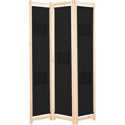 The Living Store Parawan 3-panelowy - czarny - 120x170x4 cm - tkanina - Parawan The Living Store Parawan 3-panelowy - czarny - 120x170x4 cm - tkanina - Parawan