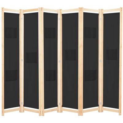The Living Store Parawan 6-panelowy - czarny - 240 x 170 x 4 cm - tkanina - Parawan The Living Store Parawan 6-panelowy - czarny - 240 x 170 x 4 cm - tkanina - Parawan