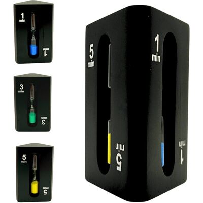 GiftDeco Trójstronna klepsydra 1–3–5 minut - czarny timer do biura i domu GiftDeco Trójstronna klepsydra 1–3–5 minut - czarny timer do biura i domu