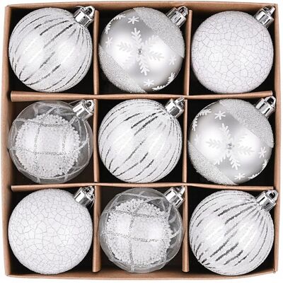 Inny producent VICTORS WORKSHOP Bombki Choinkowe 9 Sztuk 6cm Przezroczyste Srebrno-Białe Inny producent VICTORS WORKSHOP Bombki Choinkowe 9 Sztuk 6cm Przezroczyste Srebrno-Białe
