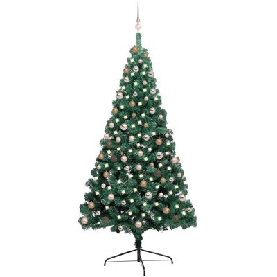 Vidaxl Choinka Z Lampkami I Bombkami, Połówka, Zielona, 210 Cm Vidaxl Choinka Z Lampkami I Bombkami, Połówka, Zielona, 210 Cm