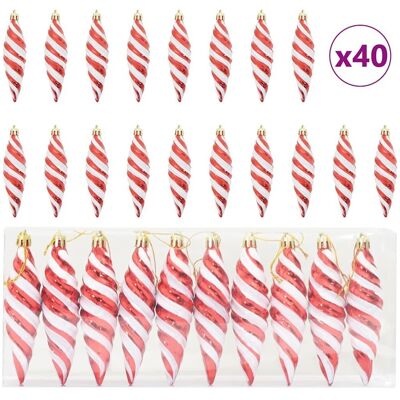vidaXL Dekoracja Choinki 40 pcs Czerwony vidaXL Dekoracja Choinki 40 pcs Czerwony