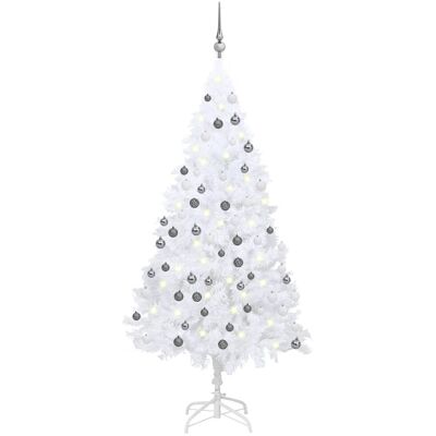 Vidaxl Sztuczne Choinka Z Lampkami Led I Bombkami, Biała, 180 Cm, Pvc Vidaxl Sztuczne Choinka Z Lampkami Led I Bombkami, Biała, 180 Cm, Pvc