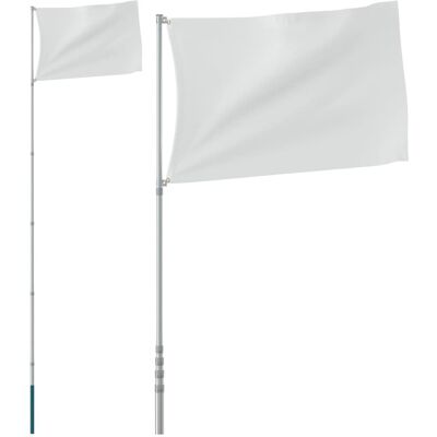 vidaXL Teleskopowy maszt flagowy, srebrny, 5,55 m, aluminium vidaXL Teleskopowy maszt flagowy, srebrny, 5,55 m, aluminium
