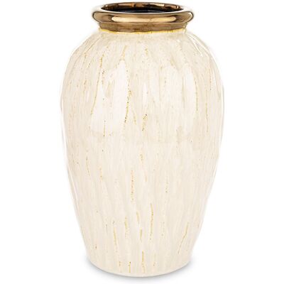 nieznany producent WAZON CERAMICZNY BEŻOWY KREMOWY ZŁOTY 32cm ZDOBIONY NOWOCZESNY GLAMOUR 30 nieznany producent WAZON CERAMICZNY BEŻOWY KREMOWY ZŁOTY 32cm ZDOBIONY NOWOCZESNY GLAMOUR 30