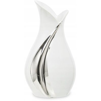 nieznany producent WAZON CERAMICZNY BIAŁY SREBRNY 25cm GLAMOUR NOWOCZESNY STYLOWY POŁYSK 20 nieznany producent WAZON CERAMICZNY BIAŁY SREBRNY 25cm GLAMOUR NOWOCZESNY STYLOWY POŁYSK 20