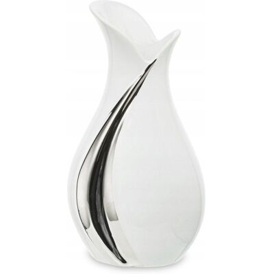 nieznany producent WAZON CERAMICZNY BIAŁY SREBRNY 30cm GLAMOUR NOWOCZESNY STYLOWY POŁYSK nieznany producent WAZON CERAMICZNY BIAŁY SREBRNY 30cm GLAMOUR NOWOCZESNY STYLOWY POŁYSK