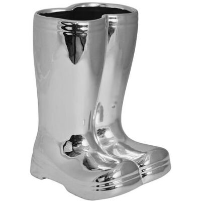 Ewax Wazon ceramiczny buty srebrny 21 cm dekoracja glamour kalosze Ewax Wazon ceramiczny buty srebrny 21 cm dekoracja glamour kalosze