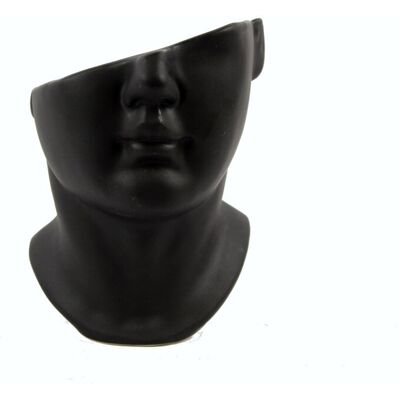 Inny producent Wazon ceramiczny czarny twarz osłonka na donice Inny producent Wazon ceramiczny czarny twarz osłonka na donice