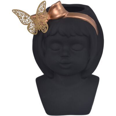 Chiny Wazon Ceramiczny Dziewczynka Czarna 19,8x12,5x14 Cm* Chiny Wazon Ceramiczny Dziewczynka Czarna 19,8x12,5x14 Cm*