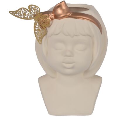 Chiny Wazon Ceramiczny Dziewczynka Kremowa 19,8x12,5x14 Cm* Chiny Wazon Ceramiczny Dziewczynka Kremowa 19,8x12,5x14 Cm*