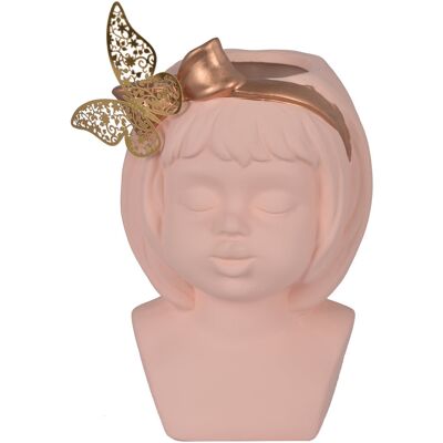 Chiny Wazon Ceramiczny Dziewczynka Różowa 19,8X12,5X14 Cm* Chiny Wazon Ceramiczny Dziewczynka Różowa 19,8X12,5X14 Cm*