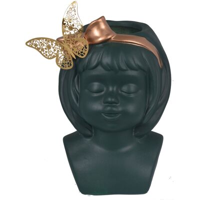 Chiny Wazon Ceramiczny Dziewczynka Zielona 19,8X12,5X14 Cm* Chiny Wazon Ceramiczny Dziewczynka Zielona 19,8X12,5X14 Cm*