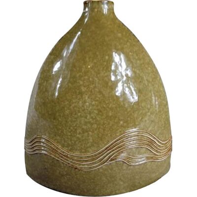 Inny producent Wazon Ceramiczny Miodowy z Motywem Fali z Kolekcji Inny producent Wazon Ceramiczny Miodowy z Motywem Fali z Kolekcji