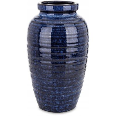 nieznany producent WAZON CERAMICZNY NIEBIESKI GRANATOWT 30cm RYFLOWANY GLAMOUR NOWOCZESNY LOFT nieznany producent WAZON CERAMICZNY NIEBIESKI GRANATOWT 30cm RYFLOWANY GLAMOUR NOWOCZESNY LOFT