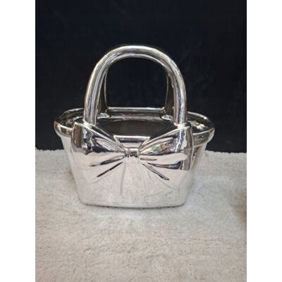 Ewax Wazon ceramiczny srebrny torebka z kokardą 30x28dekoracja glamour prezent Ewax Wazon ceramiczny srebrny torebka z kokardą 30x28dekoracja glamour prezent