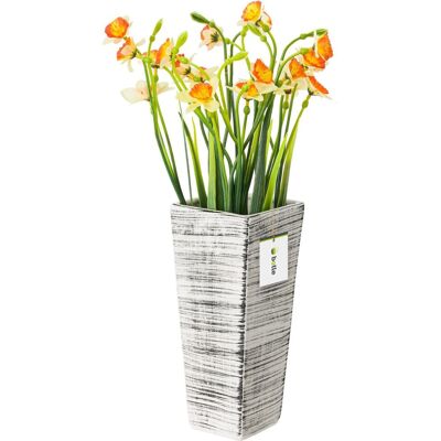 Botle Wazon Ceramiczny Trapez Biały Czarny Botle Wazon Ceramiczny Trapez Biały Czarny