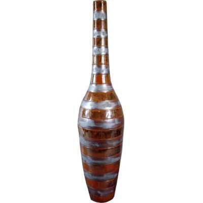 Inny producent Wazon ceramiczny w kolorze piaskowym ciężki w pasy Inny producent Wazon ceramiczny w kolorze piaskowym ciężki w pasy