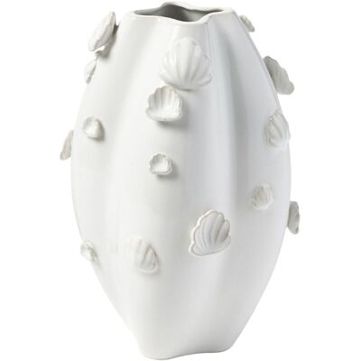 Wazon ceramiczny Westwing Mar z muszelkami dekoracyjny biały 31 cm Wazon ceramiczny Westwing Mar z muszelkami dekoracyjny biały 31 cm