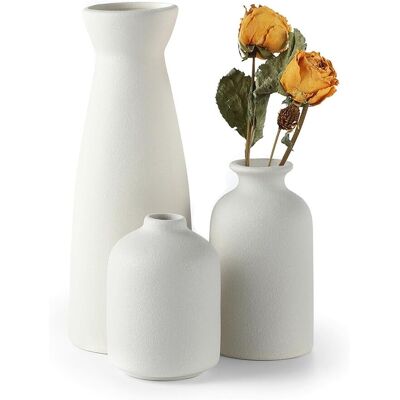 Inny producent WAZON CERAMICZNY ZESTAW 3 sztuk boho na trawę pampasową biały wazony Inny producent WAZON CERAMICZNY ZESTAW 3 sztuk boho na trawę pampasową biały wazony
