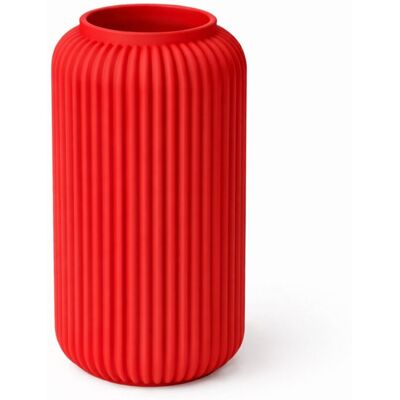 Inny producent Wazon czerwony smukły ryflowany nowoczesny minimalistyczny japandi Inny producent Wazon czerwony smukły ryflowany nowoczesny minimalistyczny japandi