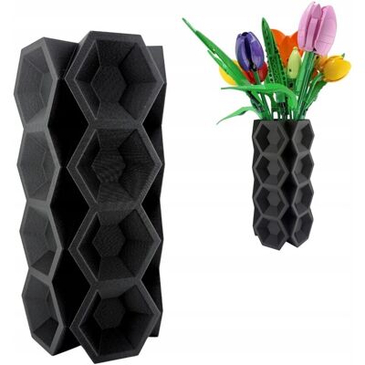 Rio Wazon Dekoracyjny 3d Forge Hexa 20 Cm Czarny Na Kwiaty Lego Rio Wazon Dekoracyjny 3d Forge Hexa 20 Cm Czarny Na Kwiaty Lego