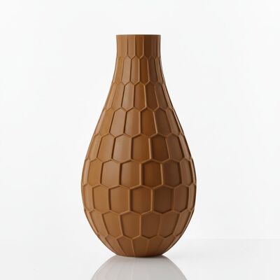 inna (Inny) Wazon dekoracyjny geometryczny brązowy z wzorem sześciokątów elegancki inna (Inny) Wazon dekoracyjny geometryczny brązowy z wzorem sześciokątów elegancki