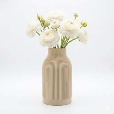 FormLab Wazon Dekoracyjny Ryflowany Japandi 17cm Beż do żywych kwiatów WODOODPORNY FormLab Wazon Dekoracyjny Ryflowany Japandi 17cm Beż do żywych kwiatów WODOODPORNY
