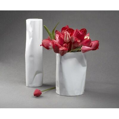 Polskie Fabryki Porcelany Ćmielów i Chodzież Wazon Pogięty niski 20 cm biały CD01 Polskie Fabryki Porcelany Ćmielów i Chodzież Wazon Pogięty niski 20 cm biały CD01