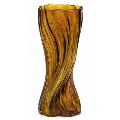 nieznany producent WAZON SZKLANY BRĄZOWY BURSZTYNOWY AMBER 30cm ZDOBIONY NOWOCZESNY nieznany producent WAZON SZKLANY BRĄZOWY BURSZTYNOWY AMBER 30cm ZDOBIONY NOWOCZESNY