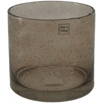 Zielona Fabryka Wazon szklany szary ozdobiony bąbelkami 15x13,5cm Zielona Fabryka Wazon szklany szary ozdobiony bąbelkami 15x13,5cm