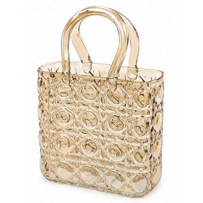nieznany producent WAZON SZKLANY TOREBKA 29cm BRĄZOWY NOWOCZESNY GLAMOUR DEKORACJA 25 30 nieznany producent WAZON SZKLANY TOREBKA 29cm BRĄZOWY NOWOCZESNY GLAMOUR DEKORACJA 25 30