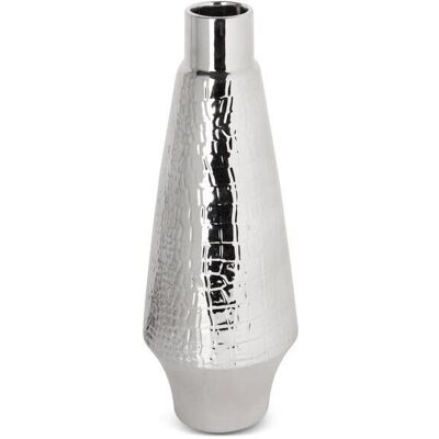 Erna Glamour 14x14x39 Srebrna Dekoracyjna Waza - Dekoracja Erna Glamour 14x14x39 Srebrna Dekoracyjna Waza - Dekoracja