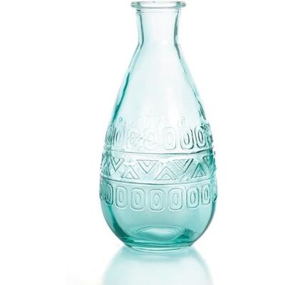 Inny producent Wazon ze szkła reliefowego w stylu vintage - niebieski - 7,5 x 15,8 cm Inny producent Wazon ze szkła reliefowego w stylu vintage - niebieski - 7,5 x 15,8 cm