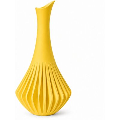 numioo Wazon żółty z pionową strukturą elegancka dekoracja domu numioo Wazon żółty z pionową strukturą elegancka dekoracja domu