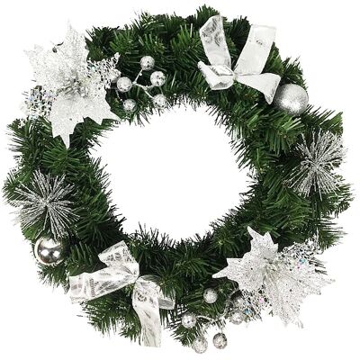 Inny producent Wieniec Bożonarodzeniowy Srebrny Wianek Świąteczny Na Drzwi 40 Cm Udekorowany Inny producent Wieniec Bożonarodzeniowy Srebrny Wianek Świąteczny Na Drzwi 40 Cm Udekorowany