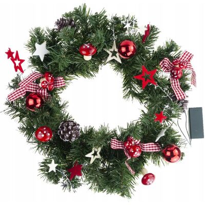 TG WIENIEC WIANEK STROIK ŚWIĄTECZNY DRZWI 15LED 40CM CZERWONO-BIAŁY ŚWIECI TG WIENIEC WIANEK STROIK ŚWIĄTECZNY DRZWI 15LED 40CM CZERWONO-BIAŁY ŚWIECI
