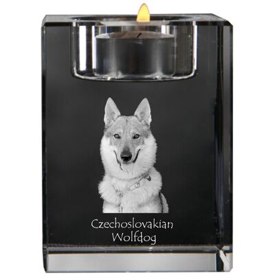 Wilczak czechosłowacki, Wilczur czechosłowacki - świecznik ze zdjęciem psa, kryształowa podstawka na tealight, personalizowany prezent marki Art-Dog Wilczak czechosłowacki, Wilczur czechosłowacki - świecznik ze zdjęciem psa, kryształowa podstawka na tealight, personalizowany prezent marki Art-Dog