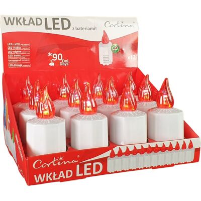 CORTINA Wkład Znicz Elektryczny Led 12 szt - czerwony CORTINA Wkład Znicz Elektryczny Led 12 szt - czerwony