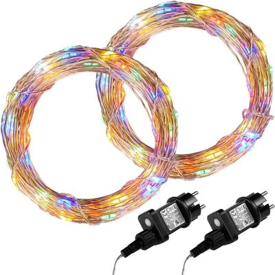 VOLTRONIC® Zestaw 2 sztuk drutów świetlnych 200 LED - w kolorze VOLTRONIC® Zestaw 2 sztuk drutów świetlnych 200 LED - w kolorze