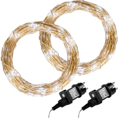 VOLTRONIC® Zestaw 2 sztuk drutów świetlnych 200 LED - zimna biel VOLTRONIC® Zestaw 2 sztuk drutów świetlnych 200 LED - zimna biel