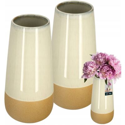 Kotarbau Zestaw 2X Wazon Ceramiczny Wysoki 27X13 Kremowy Pomarańczowy Handmade Kwiat Kotarbau Zestaw 2X Wazon Ceramiczny Wysoki 27X13 Kremowy Pomarańczowy Handmade Kwiat