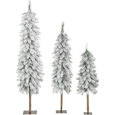 Zestaw 3 choinek HOMCOM z sztucznym śniegiem 90/120/150 cm z metalowym stelażem, niepalne, zielono-białe Zestaw 3 choinek HOMCOM z sztucznym śniegiem 90/120/150 cm z metalowym stelażem, niepalne, zielono-białe