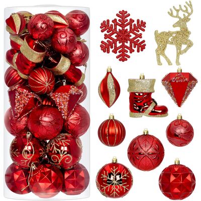 Inny producent Zestaw bombek choinkowych StarryLights czerwono–złoty komplet ozdób świątecznych 42x19x19 cm Inny producent Zestaw bombek choinkowych StarryLights czerwono–złoty komplet ozdób świątecznych 42x19x19 cm