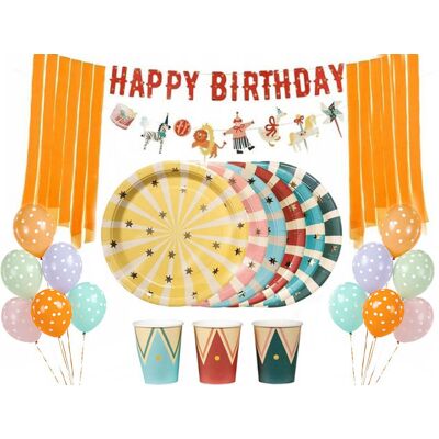Party Deco Zestaw Cyrk Urodziny Roczek Dekoracja Full Kubeczki Talerzyki Balony Hit Party Deco Zestaw Cyrk Urodziny Roczek Dekoracja Full Kubeczki Talerzyki Balony Hit